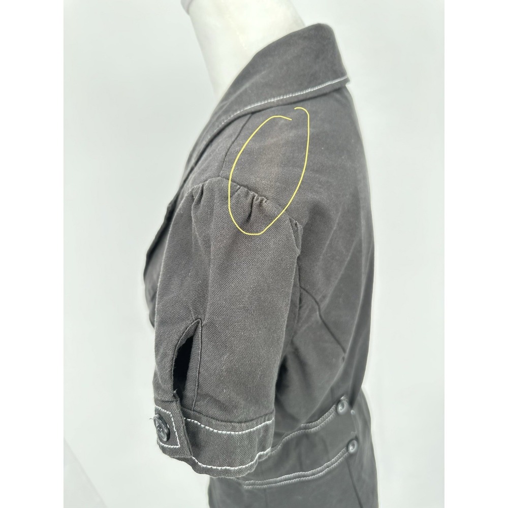 Stoosh Casual Black Dark Academia Office Core Y2K Tie Waist Blazer Jacket M - Picture 8 of 11